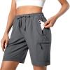 Hugut Women's Lightweight Hiking Cargo Shorts Quick Dry Athletic Shorts Camping Travel Golf Zipper Pockets Water Resistant Dark Grey view 1
