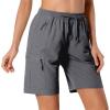 Hugut Women's Lightweight Hiking Cargo Shorts Quick Dry Athletic Shorts Camping Travel Golf Zipper Pockets Water Resistant Dark Grey view 2