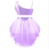 Aislor Little Girls Lyrical Ballet Latin Modern Dance Camisole Leotard Tutu Dress Sequins Crop Top with Mesh Irregular Skirt Purple T 16 Years view 2