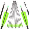 SHARROW 33 inch Carbon Arrow Hunting Arrows 400 Spine with 100 Grain Removable Tips for Archery Compound & Recurve & Traditional Bow Hunting Practice Shooting 6/12pcs (12pcs, Green) view 1