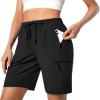Hugut Women's Lightweight Hiking Cargo Shorts Quick Dry Athletic Shorts Camping Travel Golf Zipper Pockets Water Resistant Black view 1