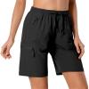 Hugut Women's Lightweight Hiking Cargo Shorts Quick Dry Athletic Shorts Camping Travel Golf Zipper Pockets Water Resistant Black view 2