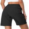 Hugut Women's Lightweight Hiking Cargo Shorts Quick Dry Athletic Shorts Camping Travel Golf Zipper Pockets Water Resistant Black view 4