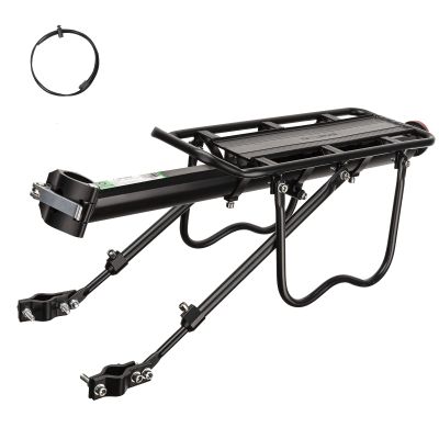 ROCKBROS Rear Bike Rack Bike Cargo Rack Adjustable Bicycle Luggage Carrier Rack Rear Quick Release Mountain Bike Pannier Rack with Elastic Band and Reflector, Most 165 lbs Capacity