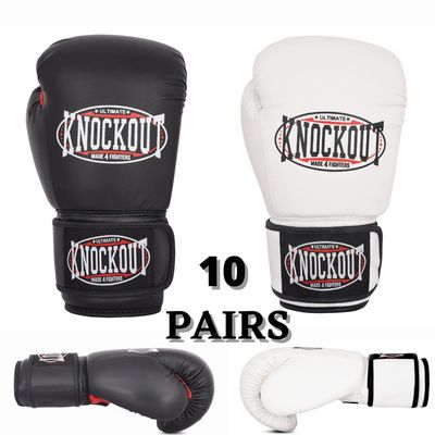 Boxing Gloves 10 Pair Set for Adults with Premium Feel for Home Gym Training and Competition, Best for MMA Kickboxing UFC Professionals (14 oz, White & Black)