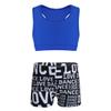 Sywiyi Kids Girls Athletic Two-Piece Swimsuits Gymnastics/Dance/Sports/Dance Racer Back Cropped Top Shorts Set Blue&Black 10-12 Years view 1