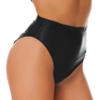 Sxiwei Woman's Shiny Oil Silk Booty Shorts Hot Pants High Waist Glossy High Cut Thong Rave Dance Bottoms Black XX-Large view 3