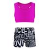 Sywiyi Kids Girls Athletic Two-Piece Swimsuits Gymnastics/Dance/Sports/Dance Racer Back Cropped Top Shorts Set Rose&Black 3-4 Years view 1