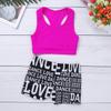 Sywiyi Kids Girls Athletic Two-Piece Swimsuits Gymnastics/Dance/Sports/Dance Racer Back Cropped Top Shorts Set Rose&Black 3-4 Years view 3