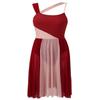 Aislor Women Lyrical Dance Dress Sleeveless Color Block Leotard Dress Modern Contemporary Dance Costume Burgundy Medium view 3