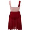 Aislor Women Lyrical Dance Dress Sleeveless Color Block Leotard Dress Modern Contemporary Dance Costume Burgundy Medium view 4