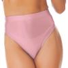 Sxiwei Woman's Shiny Oil Silk Booty Shorts Hot Pants High Waist Glossy High Cut Thong Rave Dance Bottoms Pink XX-Large view 2
