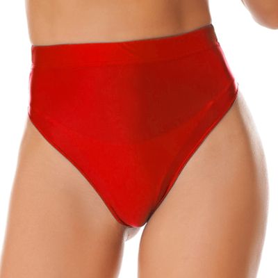 Sxiwei Woman's Shiny Oil Silk Booty Shorts Hot Pants High Waist Glossy High Cut Thong Rave Dance Bottoms Burgundy XX-Large