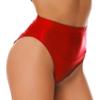 Sxiwei Woman's Shiny Oil Silk Booty Shorts Hot Pants High Waist Glossy High Cut Thong Rave Dance Bottoms Burgundy XX-Large view 3