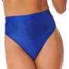Sxiwei Woman's Shiny Oil Silk Booty Shorts Hot Pants High Waist Glossy High Cut Thong Rave Dance Bottoms Royal Blue X-Large view 4