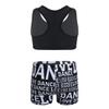 Sywiyi Kids Girls Athletic Two-Piece Swimsuits Gymnastics/Dance/Sports/Dance Racer Back Cropped Top Shorts Set Black 10-12 Years view 2