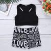 Sywiyi Kids Girls Athletic Two-Piece Swimsuits Gymnastics/Dance/Sports/Dance Racer Back Cropped Top Shorts Set Black 10-12 Years view 3