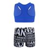 Sywiyi Kids Girls Athletic Two-Piece Swimsuits Gymnastics/Dance/Sports/Dance Racer Back Cropped Top Shorts Set Blue&Black 7-8 Years view 2