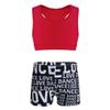 Sywiyi Kids Girls Athletic Two-Piece Swimsuits Gymnastics/Dance/Sports/Dance Racer Back Cropped Top Shorts Set Red 3-4 Years view 1