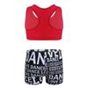 Sywiyi Kids Girls Athletic Two-Piece Swimsuits Gymnastics/Dance/Sports/Dance Racer Back Cropped Top Shorts Set Red 3-4 Years view 2