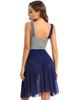 Aislor Women Lyrical Dance Dress Sleeveless Color Block Leotard Dress Modern Contemporary Dance Costume Navy Blue Large view 2