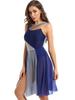 Aislor Women Lyrical Dance Dress Sleeveless Color Block Leotard Dress Modern Contemporary Dance Costume Navy Blue Large view 3