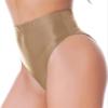 Sxiwei Woman's Shiny Oil Silk Booty Shorts Hot Pants High Waist Glossy High Cut Thong Rave Dance Bottoms Coffee XX-Large view 2