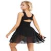 RUNQHUI Women Lyrical Modern Dance Costume Sleeveless Cutout Back Ice Skating Ballet Leotard Dress Black Medium view 3