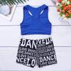 Sywiyi Kids Girls Athletic Two-Piece Swimsuits Gymnastics/Dance/Sports/Dance Racer Back Cropped Top Shorts Set Blue&Black 8-10 Years view 4