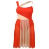 Aislor Women Lyrical Dance Dress Sleeveless Color Block Leotard Dress Modern Contemporary Dance Costume Orange Medium view 4
