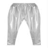 Aislor Kids Girls Boys Shiny Metallic Dance Harem Pant Gymnastics Athletic Leggings for Jazz Hip Hop Latin Ballet Dance Silver 9-10 Years view 3