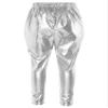 Aislor Kids Girls Boys Shiny Metallic Dance Harem Pant Gymnastics Athletic Leggings for Jazz Hip Hop Latin Ballet Dance Silver 5-6 Years view 2