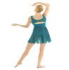 RUNQHUI Women Lyrical Modern Dance Costume Sleeveless Cutout Back Ice Skating Ballet Leotard Dress Green Large view 4