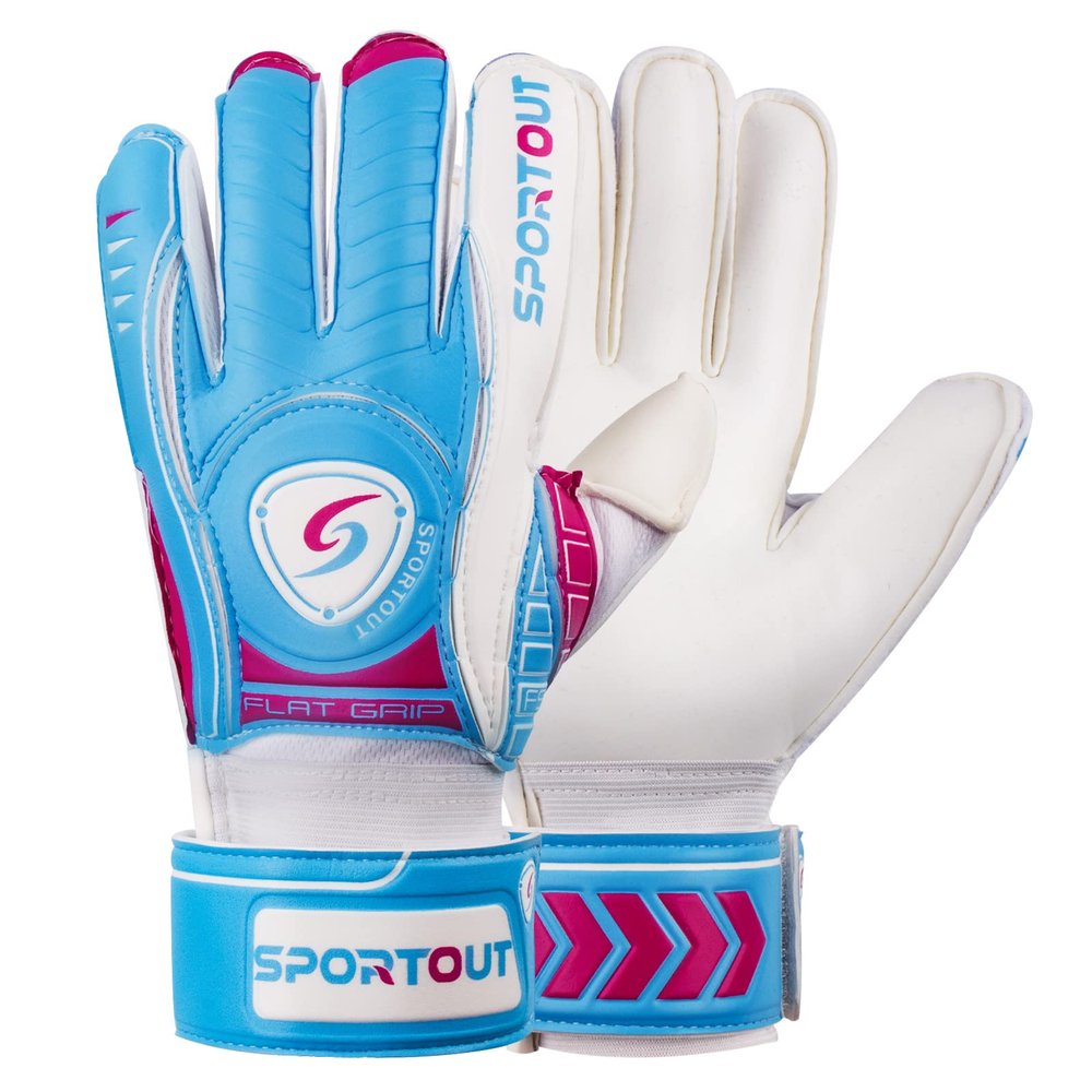 Sportout Goalkeeper Gloves with Fingersave, Breathable Soccer Goalie Gloves, 4mm Latex, for Kids, Youth and Adult