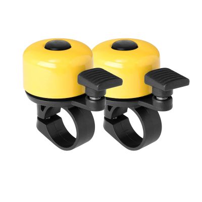 Binudum Bike Bell 2 Pack with Loud Melodious Sound Classic Mini Bicycle Bell for Kids Adults Bike Horn for Road, Mountain Bike for Scooter, MTB, BMX (Yellow 2 Pcs)