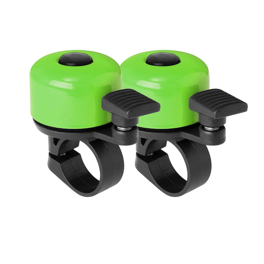 Binudum Bike Bell 2 Pack with Loud Melodious Sound Classic Mini Bicycle Bell for Kids Adults Bike Horn for Road, Mountain Bike for Scooter, MTB, BMX (Green 2 Pcs)