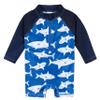 Gerber Baby Boys Toddler Long Sleeve One Piece Sun Protection Rashguard Swimsuit, Blue and White Sharks, 3T view 1