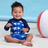 Gerber Baby Boys Toddler Long Sleeve One Piece Sun Protection Rashguard Swimsuit, Blue and White Sharks, 3T view 2
