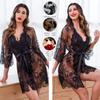 Avidlove Women's Lace Kimono Robe Babydoll Lingerie With Lingerie Bodysuit Halter Teddy Chemise view 3