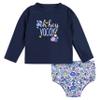 Gerber Baby Girls Baby Toddler Long Sleeved Rashguard Swim Bathing Suit Set Purple Floral Shell 18 Months view 1