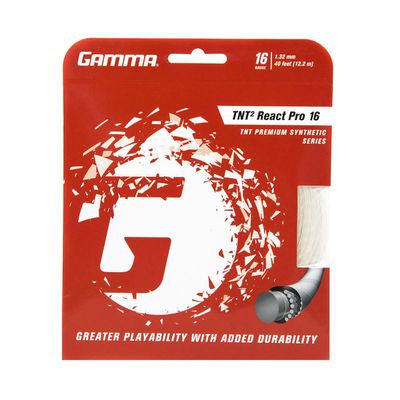 Gamma TNT2 React Pro 17g Premium Synthetic Tennis Racquet Strings (8 Sets)