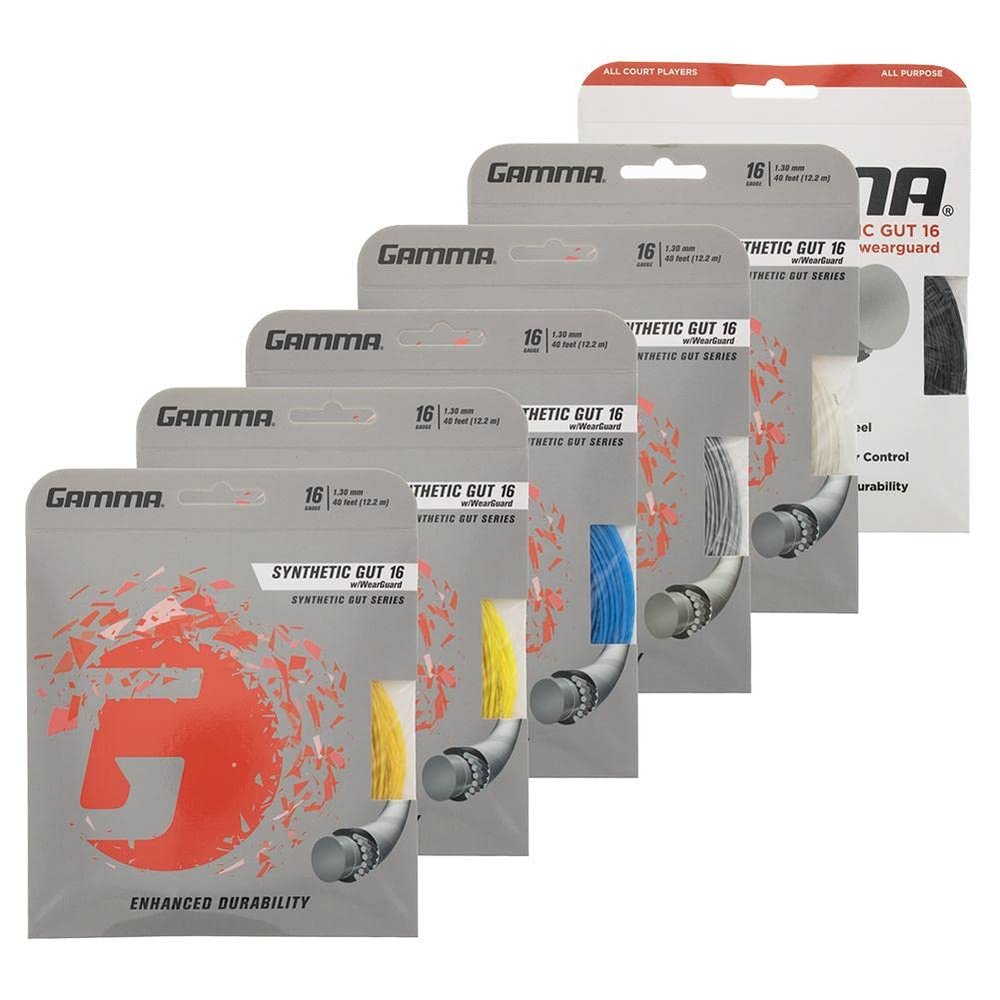 Gamma Synthetic Gut w WearGuard 17g Black Tennis Racquet String (2 Sets)