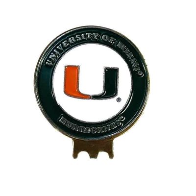 Mobile Pro Shop Golf Ball Markers with Hat Clip  Easily Attaches to Golf Cap  Made of Stainless Steel & Ideal for Professional Golfers (Miami Hurricanes)