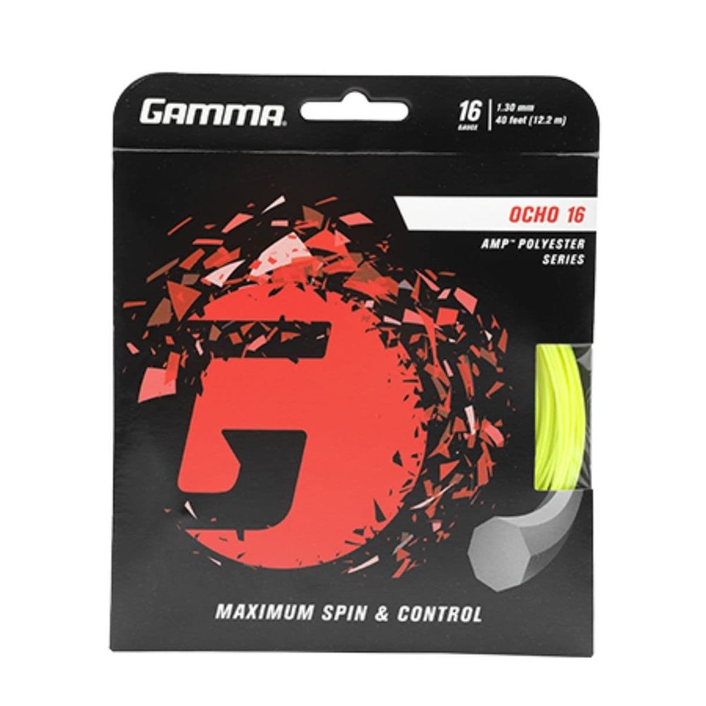 Gamma AMP OCHO 17g Silver Polyester Tennis Racquet String (6 Sets)