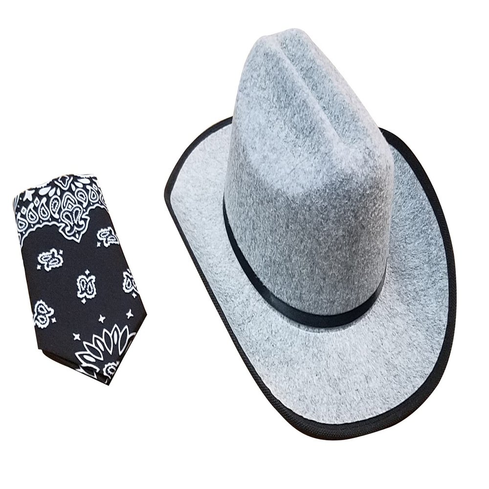 Aeromax Jr. Cowboy Hat with Bandanna, Gray One Size