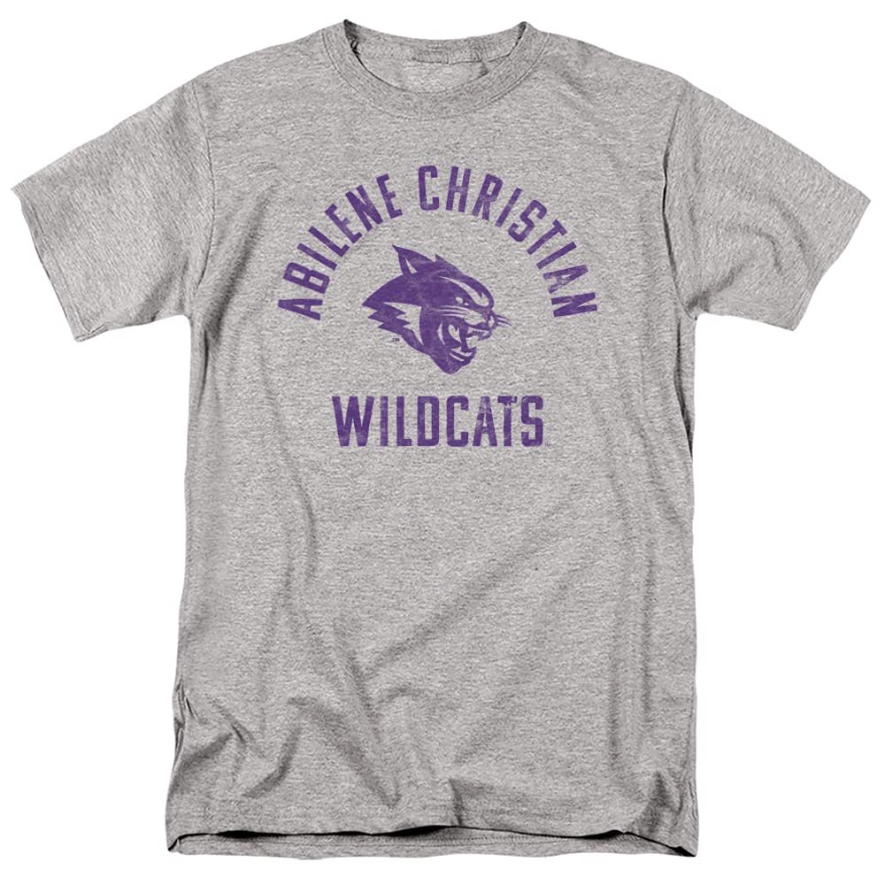 Abilene Christian University Official One Color Large Logo Short Sleeve Mens Cotton T-Shirt,Athletic Heather, Large