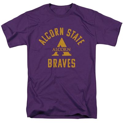 Alcorn State University Official Large One Color Logo Short Sleeve Mens Cotton T-Shirt,Purple, 2X-Large