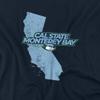 California State University Monterey Bay Official State University Shape Short Sleeve Mens Cotton T-Shirt,Navy, Medium view 2