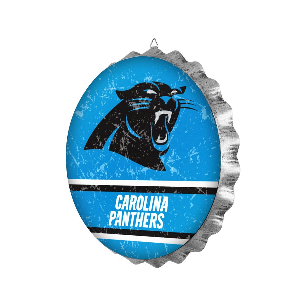 Carolina Panthers 13" Jumbo Metal Distressed Bottle Cap Wall Sign Limited Edition FOCO Panthers Sign Represent the NFL and Show Your Spirit with Licensed Carolina Football Fan Gear