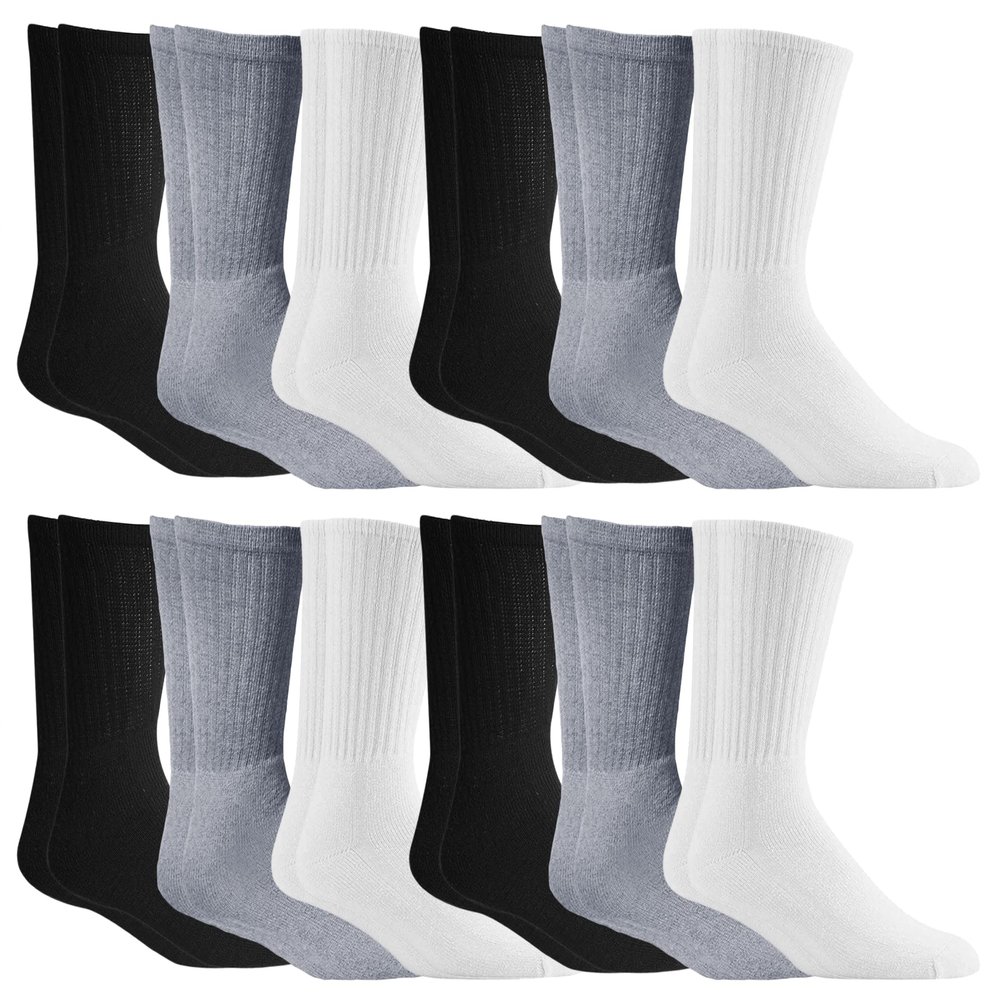 12 Pairs Value Pack of Wholesale Sock Deals Mens Ringspun Cotton 2Tone Twisted Socks, Black